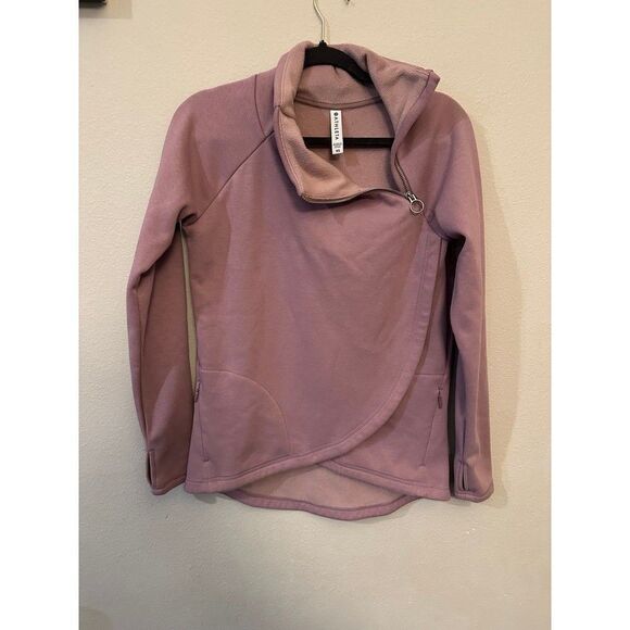 Athleta Cozy Karma Fleece Asym Pullover Sweatshirt Mauve Pink Size XS athleisure - Picture 3 of 9